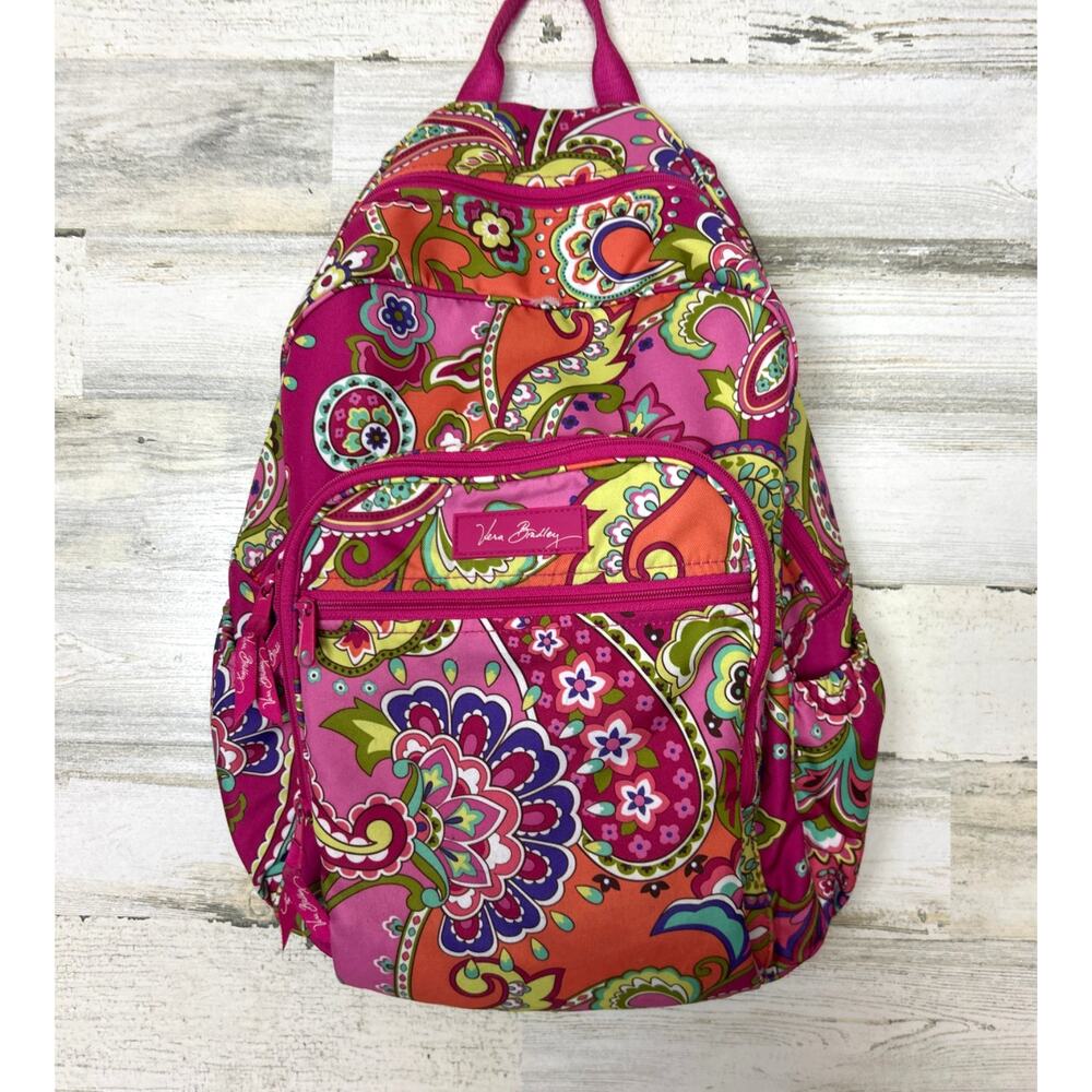 Vera Bradley Lighten Up Large pink Backpack Pink Swirls Pattern paisley boho
